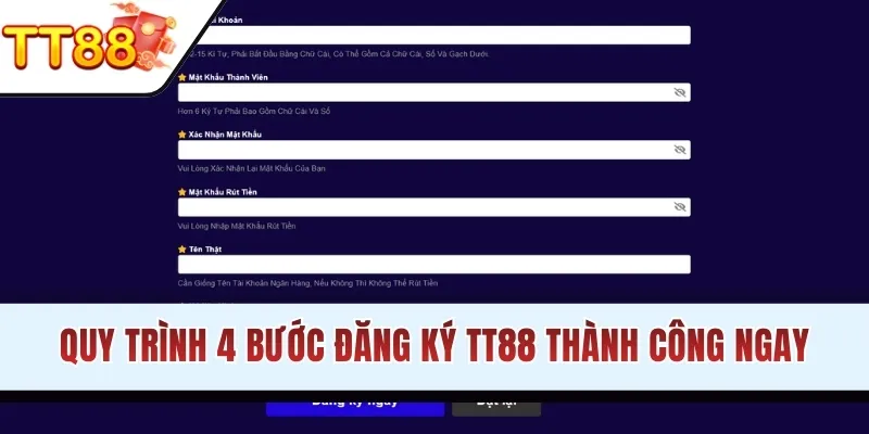 Quy trình 4 bước đăng ký TT88 nhanh gọn